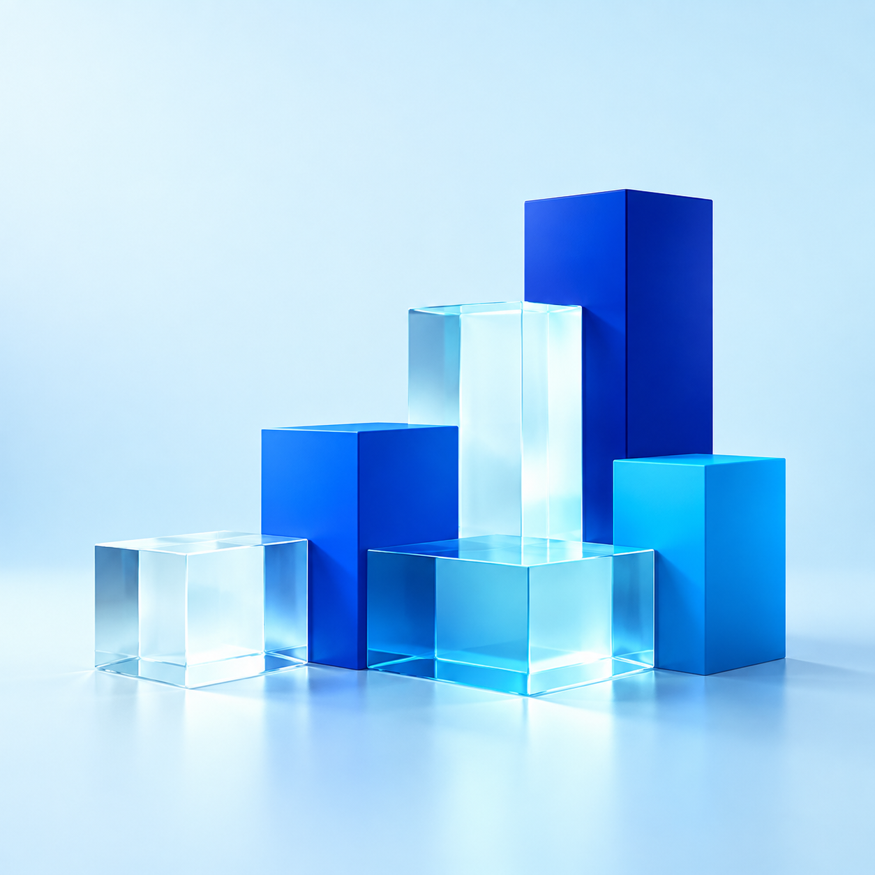 Blue and cyan architectural blocks, inspired by the Set Infotech logo